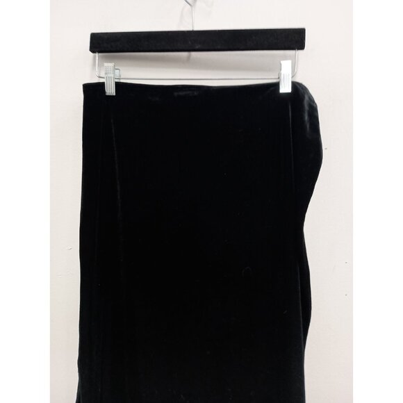 VTG Y2K Express Tricot Womens Maxi Skirt Large Black Velvet Side Slit Whimsygoth - Picture 7 of 7